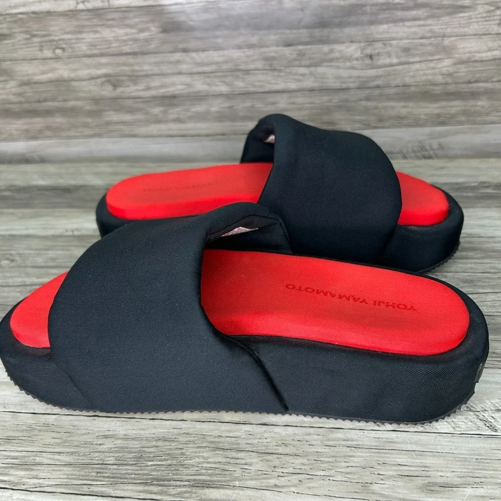 Adidas Y-3 Slides Yohji Yamamoto Black Red Slide Sandals Platform Size 8 Mens